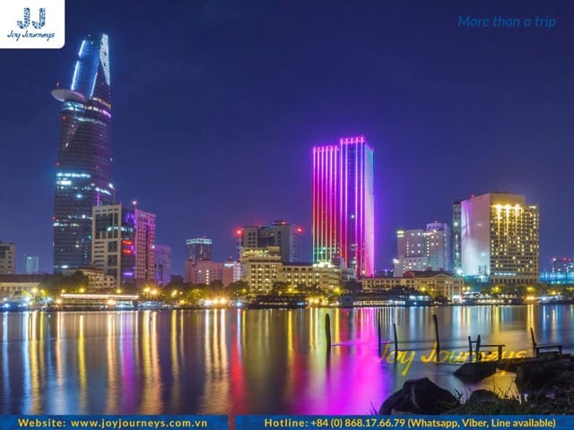 Bitexco viewed from the perspective of the Saigon River