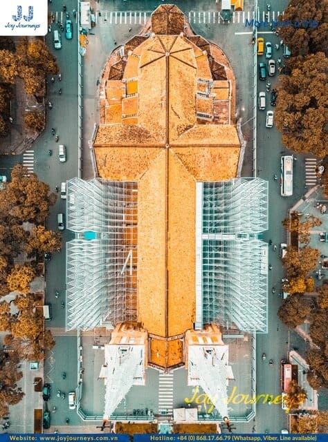Looking at the building from above, the Notre Dame Cathedral is shaped like a Latin cross.