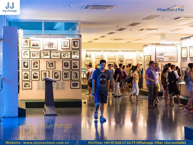 The tourist is visiting a museum.