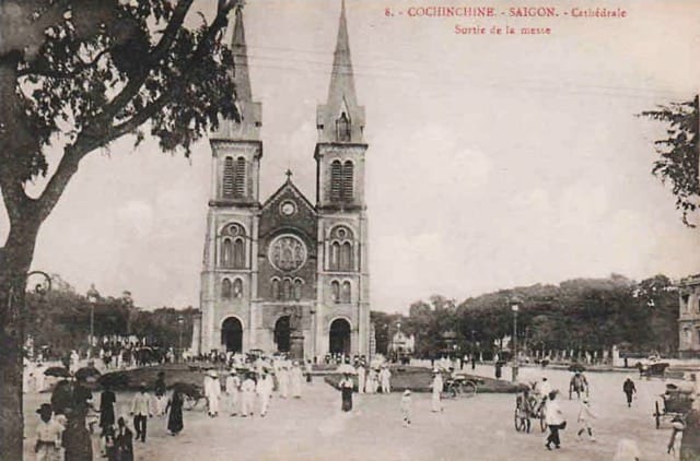 The Notre-Dame Cathedral in Saigon from 1900-1909.