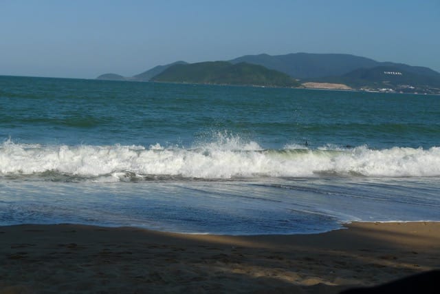 The ocean waves in Nha Trang, Vietnam