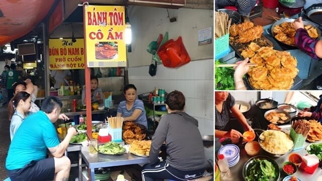 The dining area at Dong Xuan Market