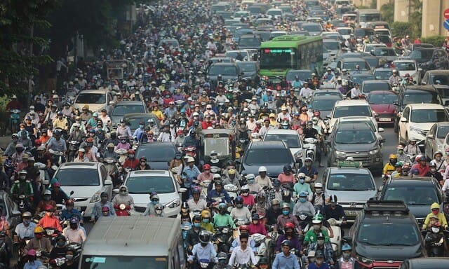 In Vietnam, there is a large number of motorcycles circulating on the roads