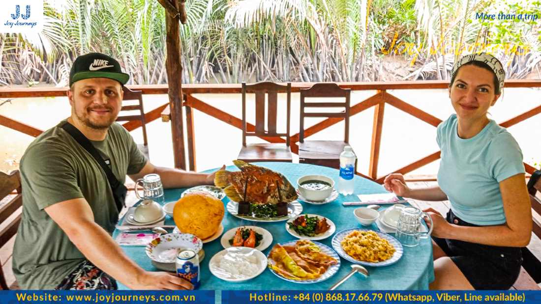 Embark on a flavorful journey with a scenic boat ride to a local gem, where you can indulge in mouthwatering Vietnamese seasonal dishes