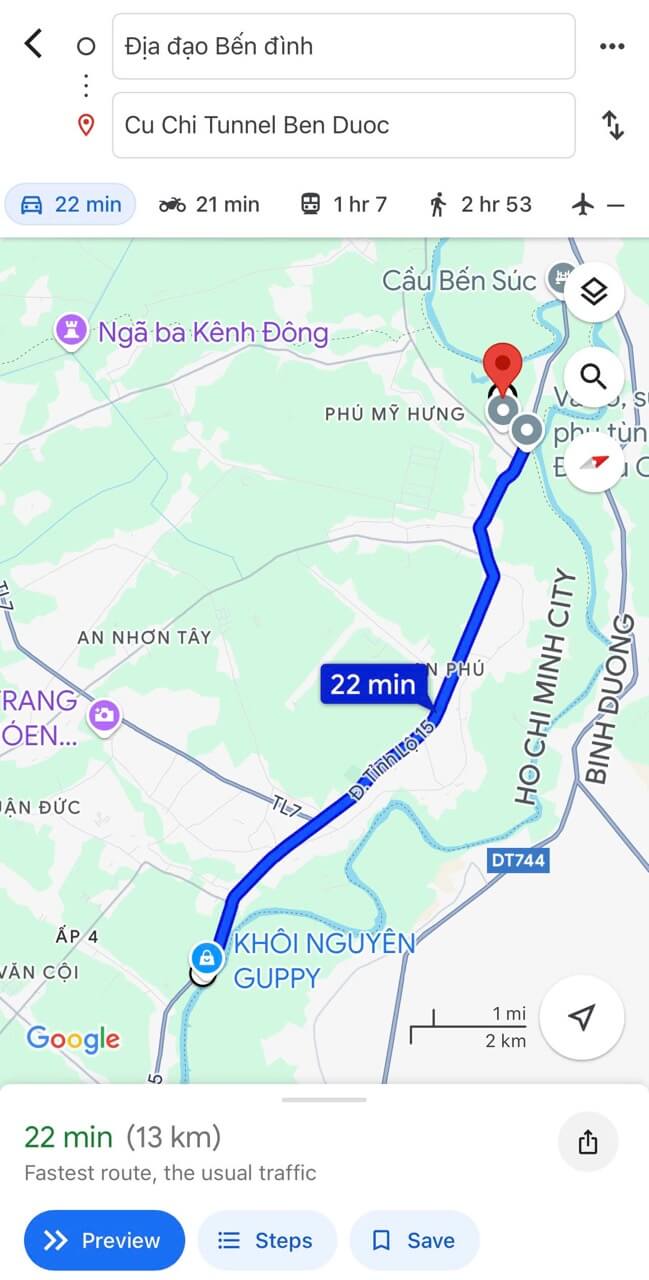 maps ben duoc cu chi tunnels